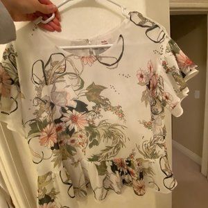 Aritzia Little Moon Size Small White Floral Blouse